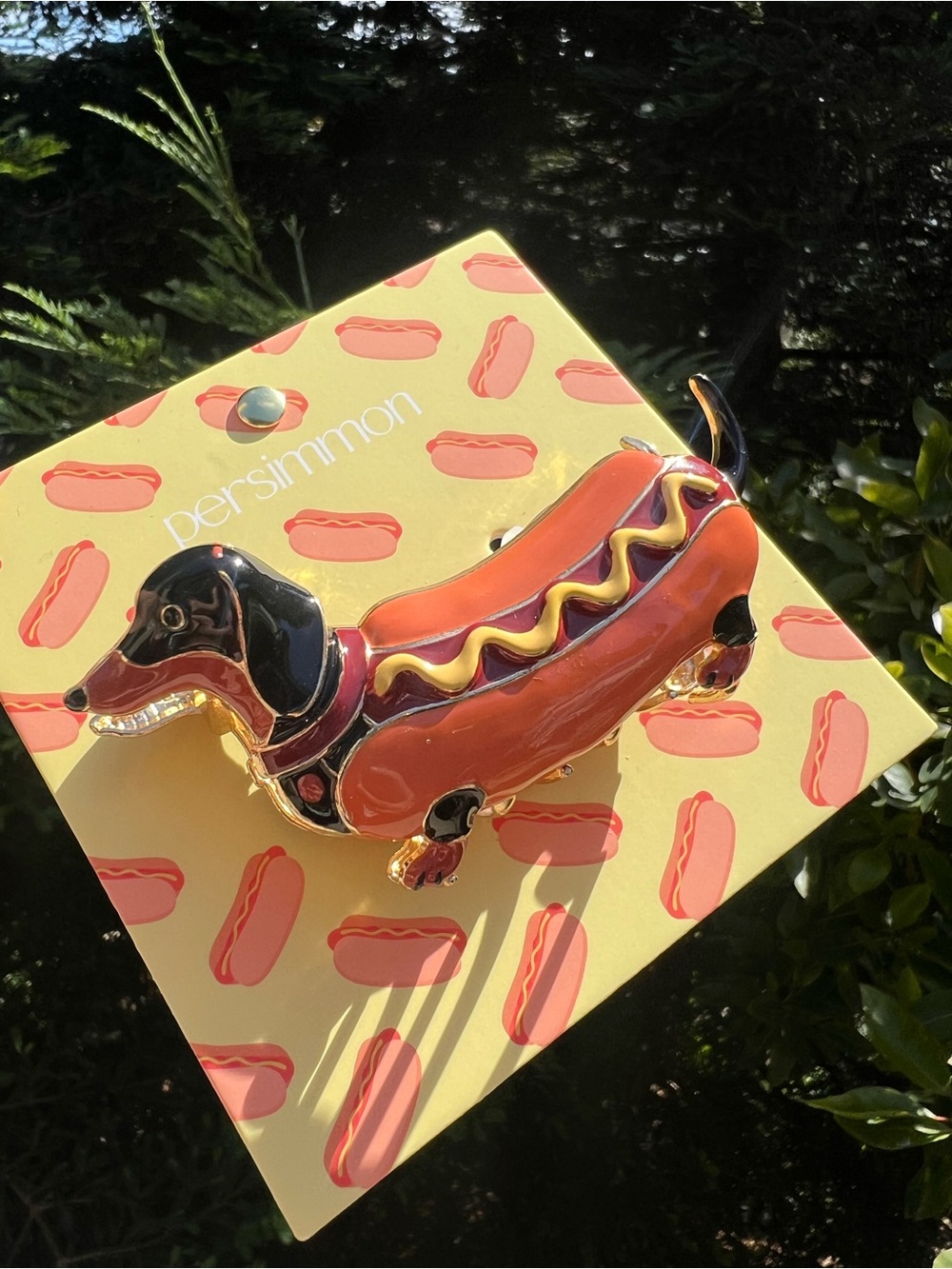 dachshund hot dog enamel hair clip